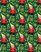 Red Gnome Snowflakes Green Rug