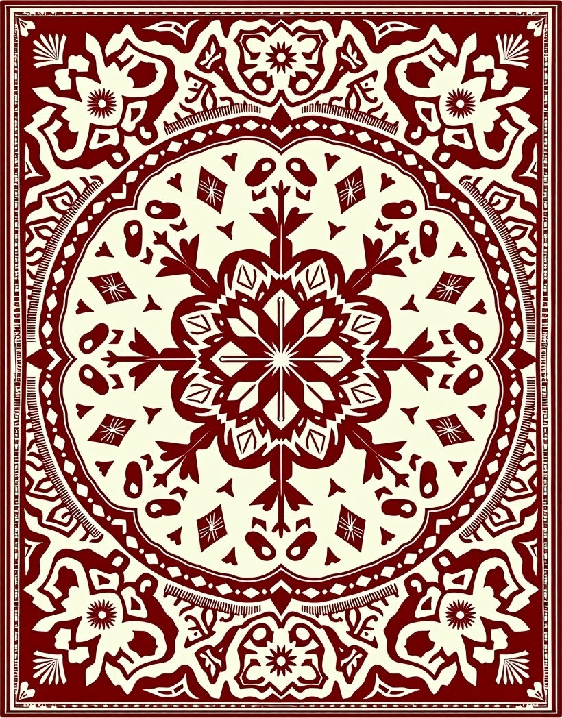 Ornate Geometric Mandala Pattern Rug