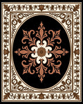 Rich Black Floral Ornament Pattern Rug
