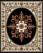 Rich Black Floral Ornament Pattern Rug