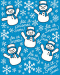 Charming Blue Snowman Christmas Snow Rug