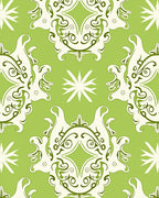 Nature Inspired Baroque Green Scroll Rug