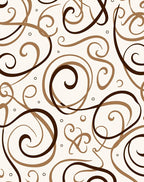 Rich Brown Swirls Dots Pattern Rug