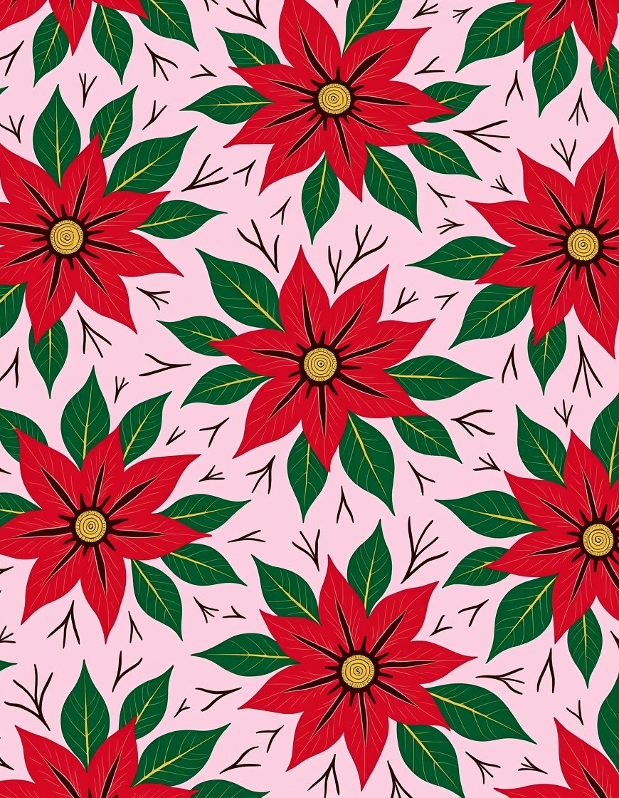 Red Poinsettia Flower Garden Rug