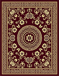 Ornate Floral Medallion Burgundy Design Rug