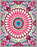 Vibrant Pink Blue Mandala Rug