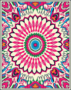 Vibrant Pink Blue Mandala Rug