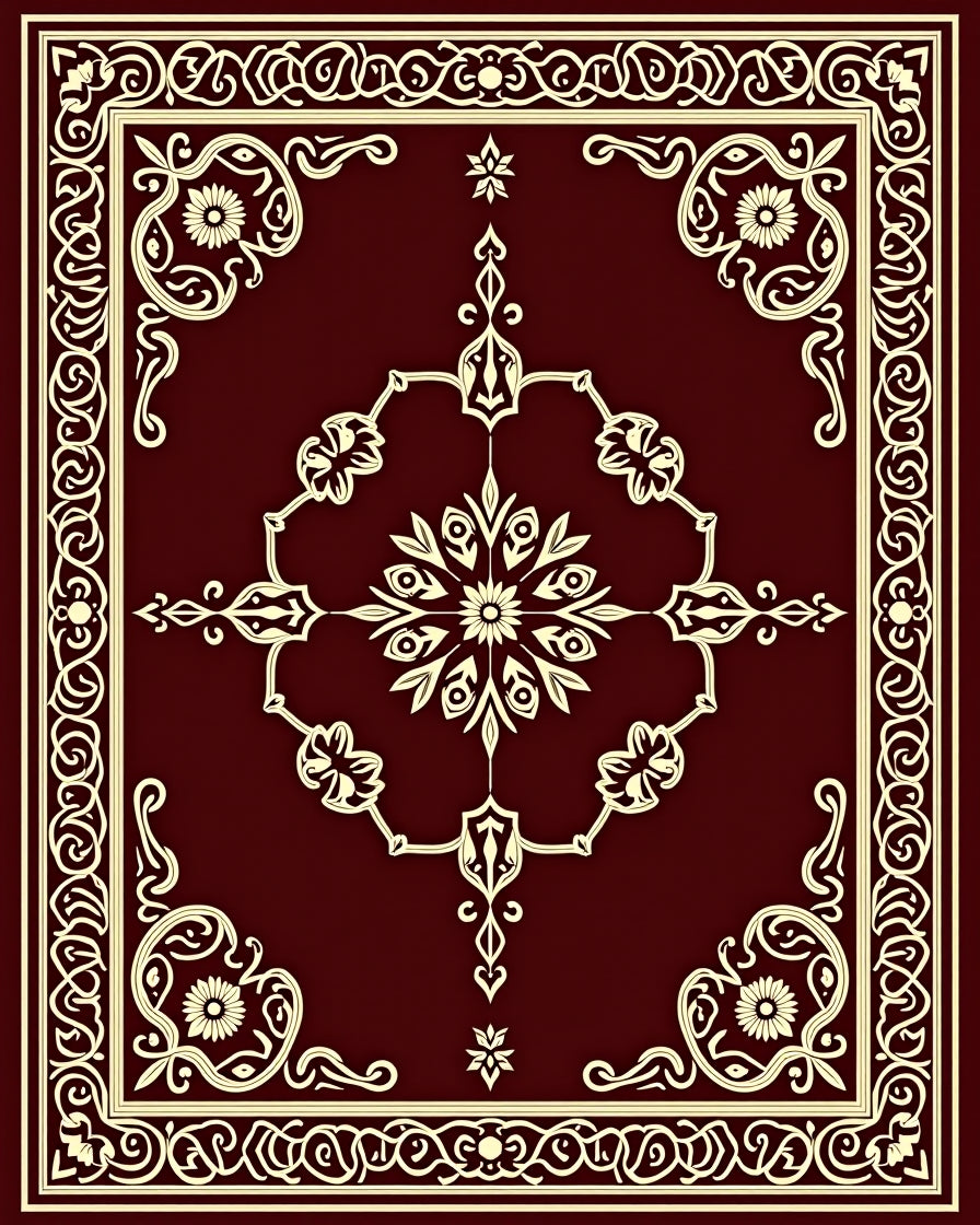 Elegant Red Floral Scrollwork Rug
