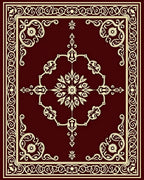 Elegant Red Floral Scrollwork Rug