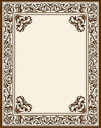 Ornate Scrollwork Brown Border Design Rug