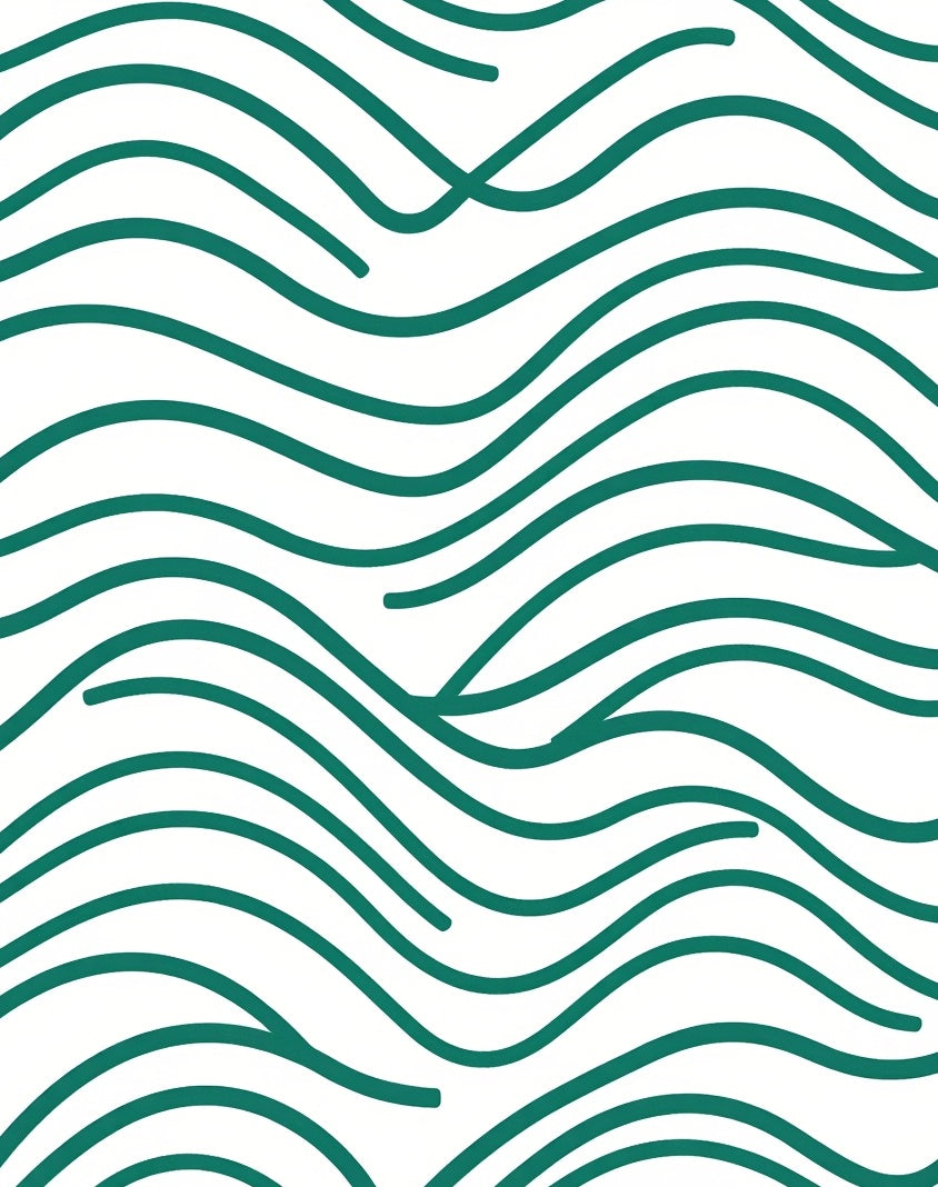 Modern Teal Wavy Lines Rug