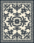 Elegant Scrollwork and Floral Damask Design Rug