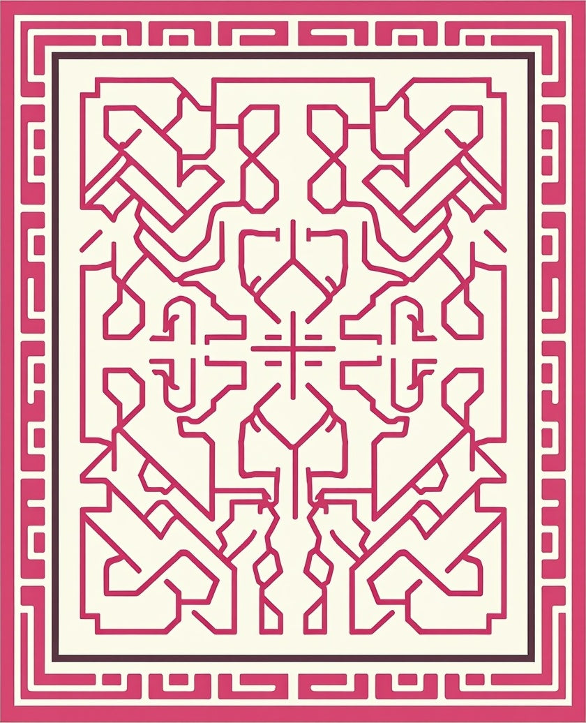 Pink Red Abstract Geometric Pattern Rug