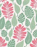 Coral Green Leaf Pattern Design Rug