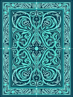 Intricate Teal Swirl Pattern Rug