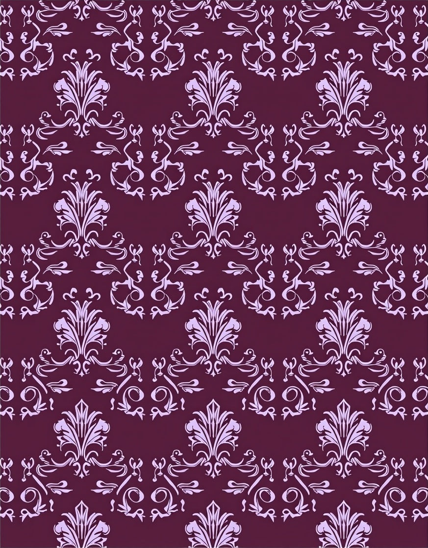 Rich Plum Damask Floral Design Rug