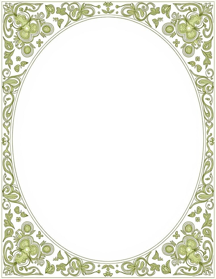 Ornate Floral Scroll Olive Border Rug