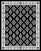 Classic Black White Floral Tile Rug