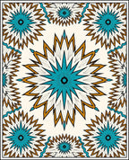 Bold Teal Gold Sunburst Medallion Rug