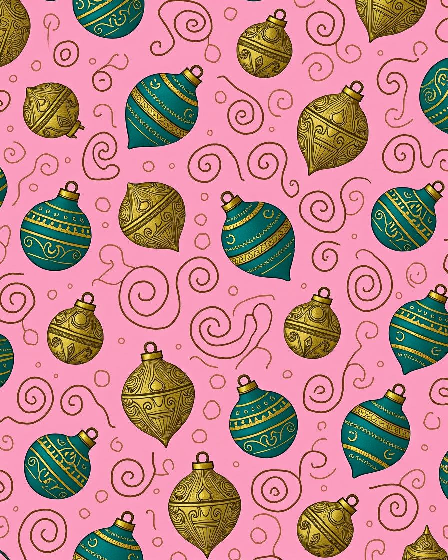 Teal Gold Festive Ornaments Swirls Rug