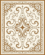 Elegant Brown Swirl Damask Design Rug