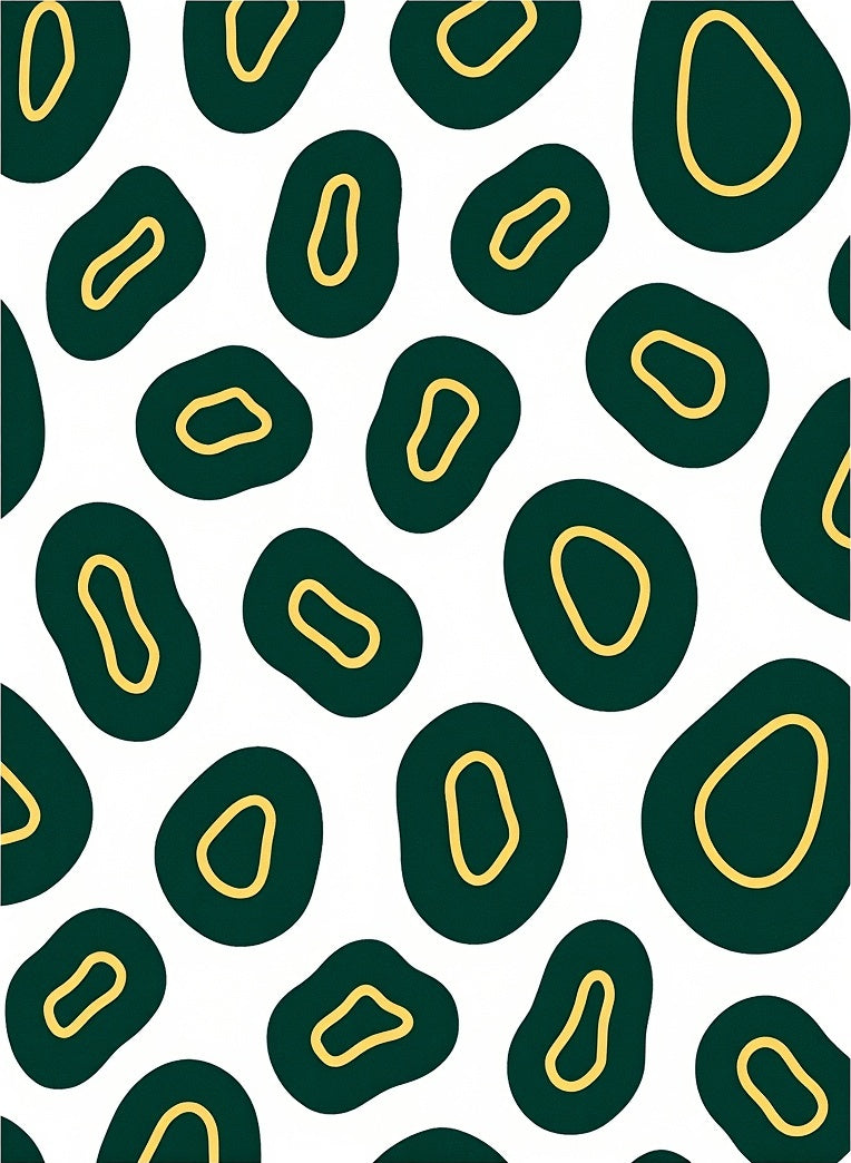 Organic Shapes Emerald Gold Pattern Rug