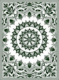 Dark Green Intricate Floral Mandala Pattern Rug