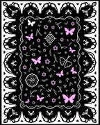 Whimsical Pink Butterfly Botanical Pattern Rug