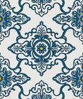 Damask Floral Blue Yellow Pattern Rug