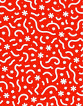 Bright Red White Playful Floral Swirl Rug
