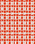 Red Geometric Grid Linear Design Rug
