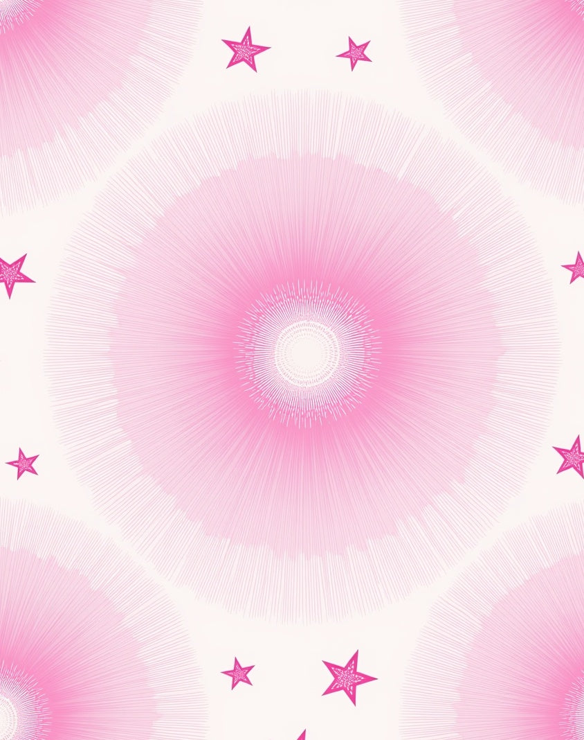 Pink Sunburst Star Pattern Rug