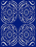 Abstract White Swirl Indigo Pattern Rug