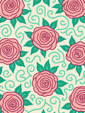 Pink Rose Floral Swirls Pattern Rug