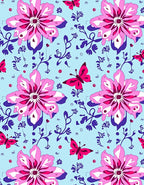 Pink Floral Butterfly Pattern Design Rug