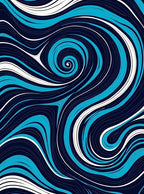 Oceanic Swirl Blue White Design Rug