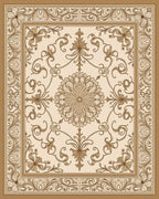 Ornamental Floral Medallion Scroll Design Rug