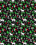 White Deer With Floral Foliage Pattern Rug