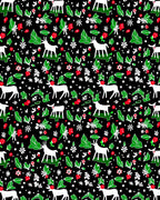 White Deer With Floral Foliage Pattern Rug