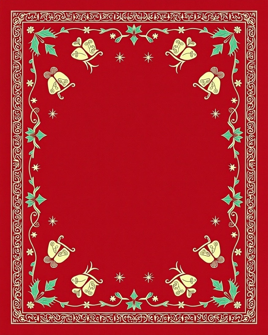 Red Bells Holly Festive Pattern Rug