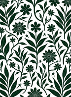 Dark Green Floral Branches Pattern Rug