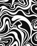 Bold Black White Swirl Pattern Rug