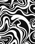 Bold Black White Swirl Pattern Rug