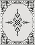 Ornate Black Floral Scrollwork Frame Rug