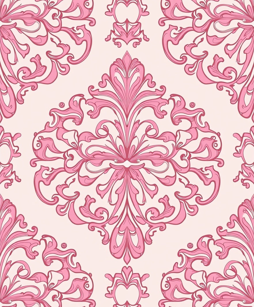 Pink Baroque Floral Pattern Design Rug