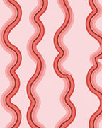 Retro Wavy Red Stripes Rug