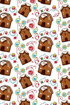 Brown Gingerbread Houses Swirls Garland Rug