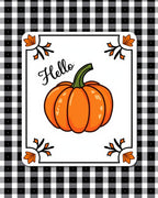 Hello Pumpkin Gingham Square Design Rug