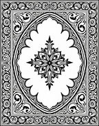 Ornate Floral Frame Black and White Design Rug