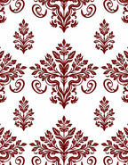 Ornate Floral Leaf Scroll Pattern Rug